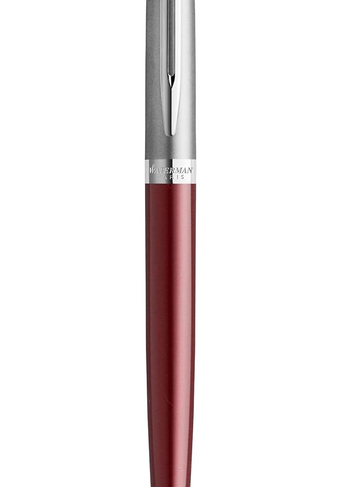 Waterman Hemisphere Essential Ballpoint Pen - Matte Stainless Steel and Red Barrel with Chrome Trim - Image 1